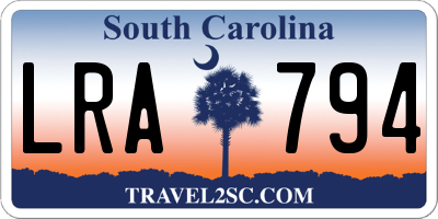 SC license plate LRA794