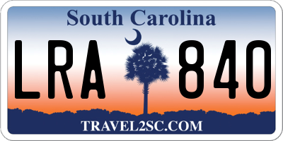SC license plate LRA840