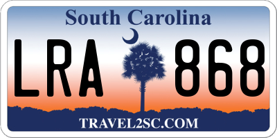 SC license plate LRA868