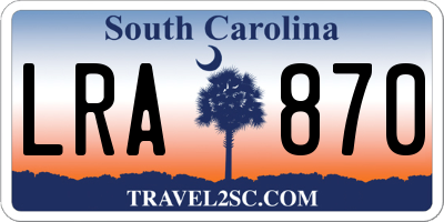 SC license plate LRA870