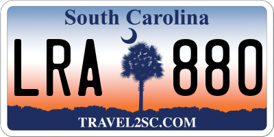 SC license plate LRA880
