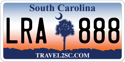 SC license plate LRA888