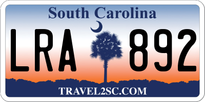 SC license plate LRA892