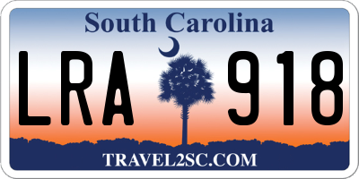 SC license plate LRA918