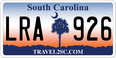 SC license plate LRA926