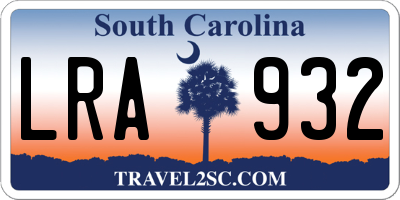 SC license plate LRA932
