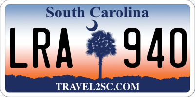 SC license plate LRA940