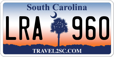 SC license plate LRA960