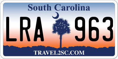 SC license plate LRA963