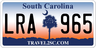 SC license plate LRA965