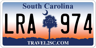 SC license plate LRA974