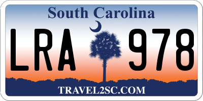 SC license plate LRA978