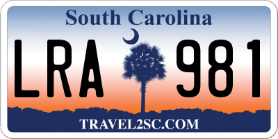 SC license plate LRA981