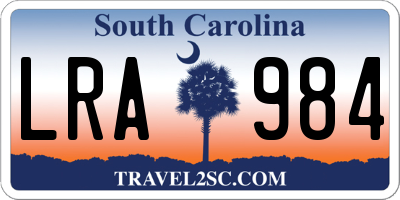 SC license plate LRA984