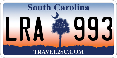SC license plate LRA993
