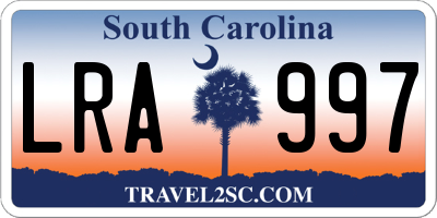 SC license plate LRA997