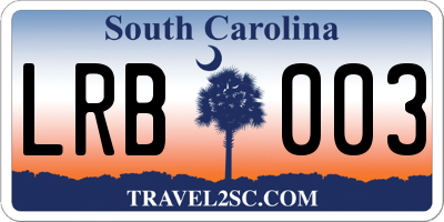SC license plate LRB003