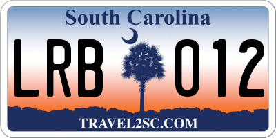 SC license plate LRB012