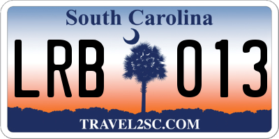 SC license plate LRB013