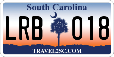SC license plate LRB018