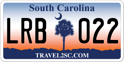 SC license plate LRB022