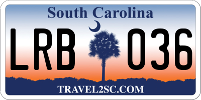 SC license plate LRB036