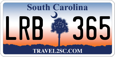 SC license plate LRB365