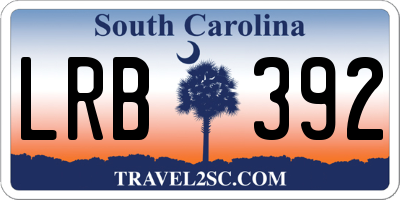 SC license plate LRB392