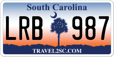SC license plate LRB987