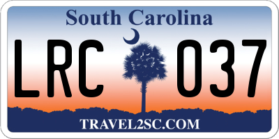 SC license plate LRC037