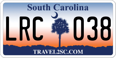 SC license plate LRC038