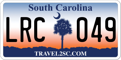 SC license plate LRC049