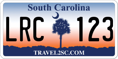 SC license plate LRC123