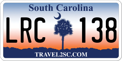 SC license plate LRC138