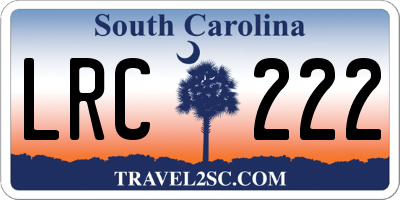SC license plate LRC222