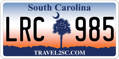SC license plate LRC985