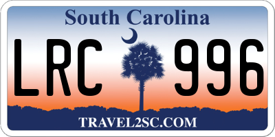 SC license plate LRC996