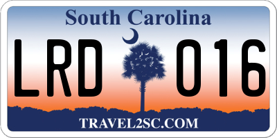 SC license plate LRD016