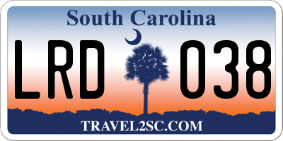 SC license plate LRD038
