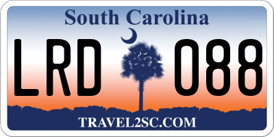 SC license plate LRD088