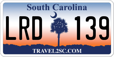 SC license plate LRD139
