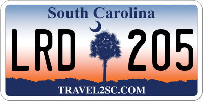 SC license plate LRD205