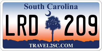 SC license plate LRD209