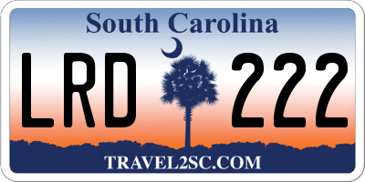 SC license plate LRD222