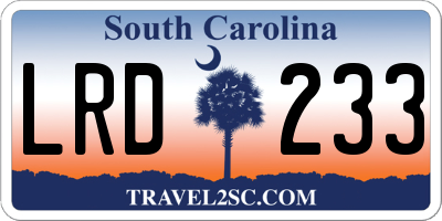 SC license plate LRD233