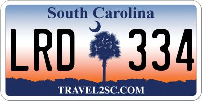 SC license plate LRD334