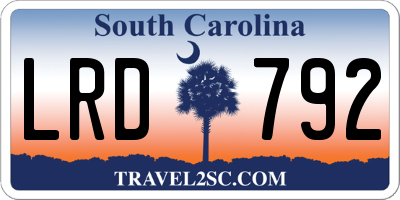 SC license plate LRD792