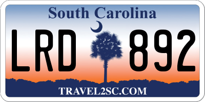 SC license plate LRD892
