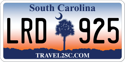SC license plate LRD925