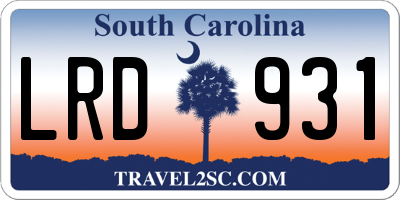 SC license plate LRD931
